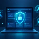 قفل دیجیتال روی صفحه‌ی نمایش یک وب‌سایت، نماد امنیت وب‌سایت